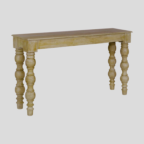 French Country Console Table, Natural-Rustic White