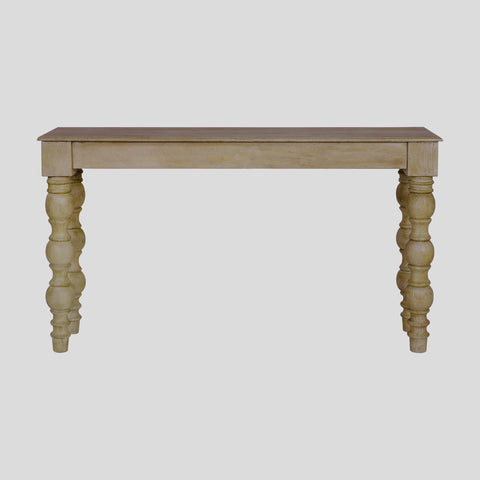 French Country Console Table, Natural-Rustic White