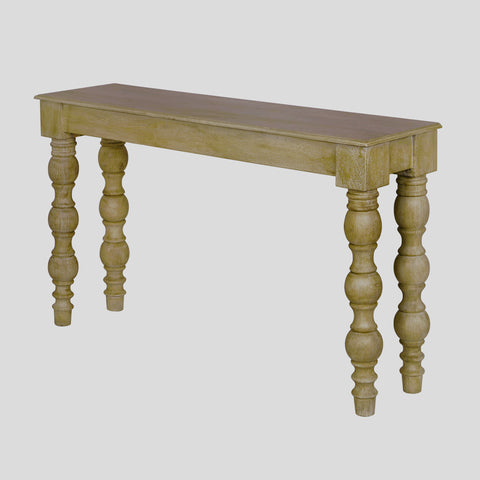 French Country Console Table, Natural-Rustic White