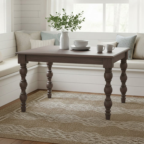 French Country 48" Square Dining Table, Coffee Brown