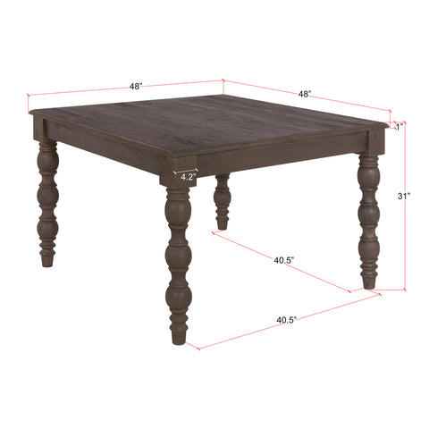 French Country 48" Square Dining Table, Coffee Brown