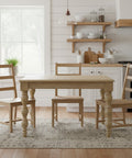 Wooden dining set with chairs in a kitchen setting