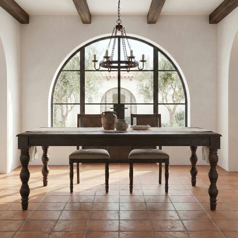 French Country 84" Rectangular Dining Table, Coffee Brown