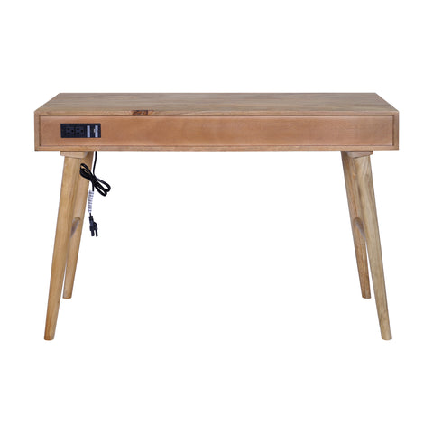 Atlas Cane Mid-Century Desk with Built-in Power, Wheatfield