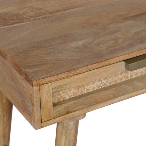 Atlas Cane Mid-Century Desk with Built-in Power, Wheatfield