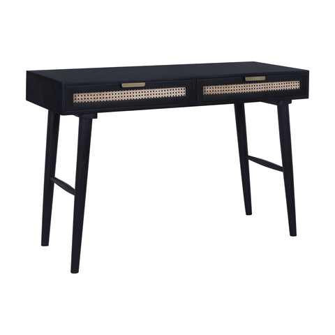 Atlas Cane Mid-Century Desk with Built-in Power, Black