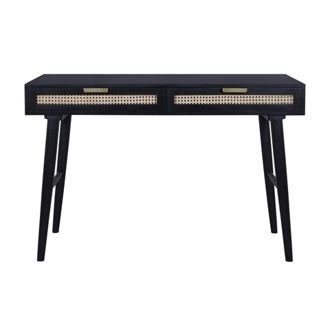 Atlas Cane Mid-Century Desk with Built-in Power, Black
