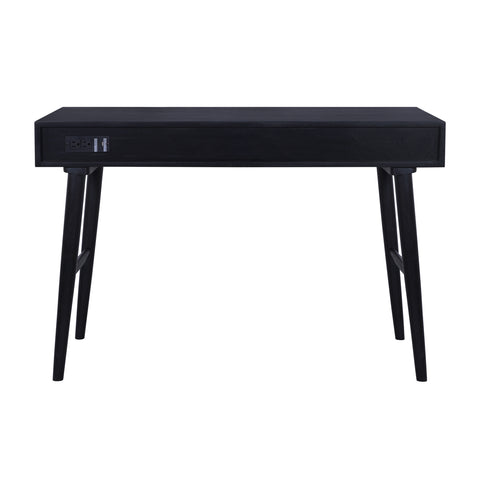 Atlas Cane Mid-Century Desk with Built-in Power, Black
