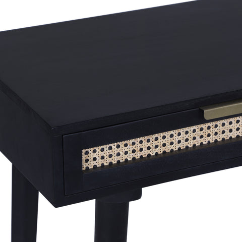 Atlas Cane Mid-Century Desk with Built-in Power, Black