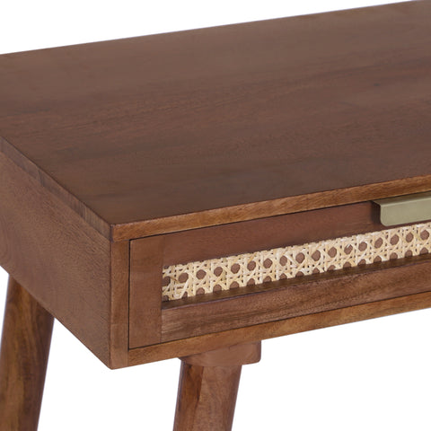 Atlas Cane Mid-Century Desk with Built-in Power, Walnut